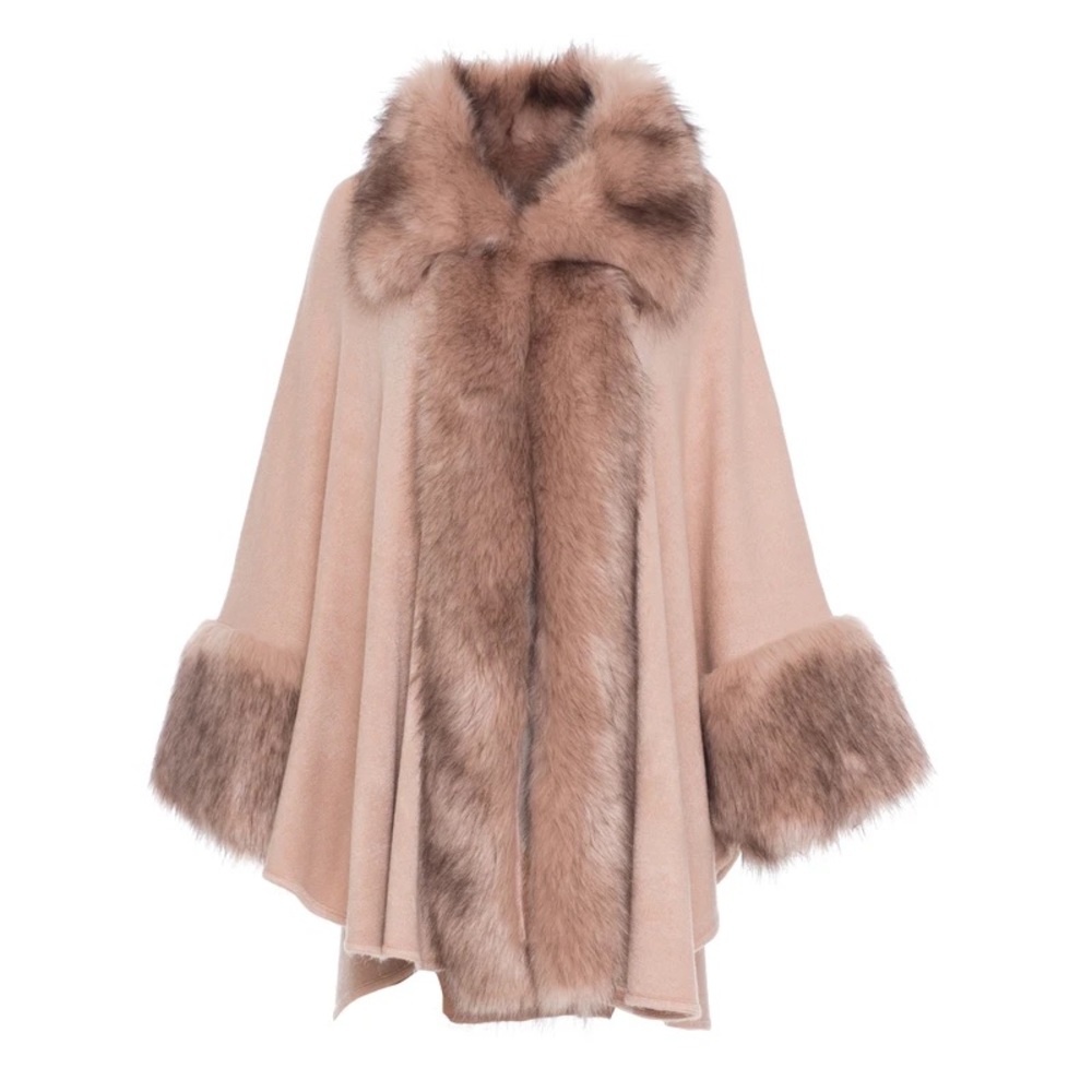 Joseph Ribkoff - Fur Poncho in Champagne